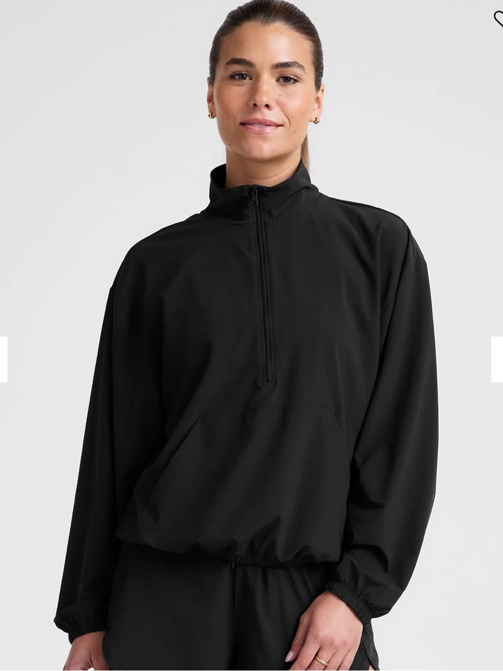 Beyond Yoga Stretch Woven In Stride Half-Zip Pullover - Black